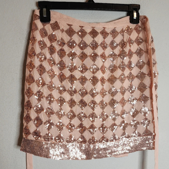 NWT Chaser Sequin Pink Gramercy Wrap Skirt Blouse Set Harlequin Check Small - Picture 15 of 16
